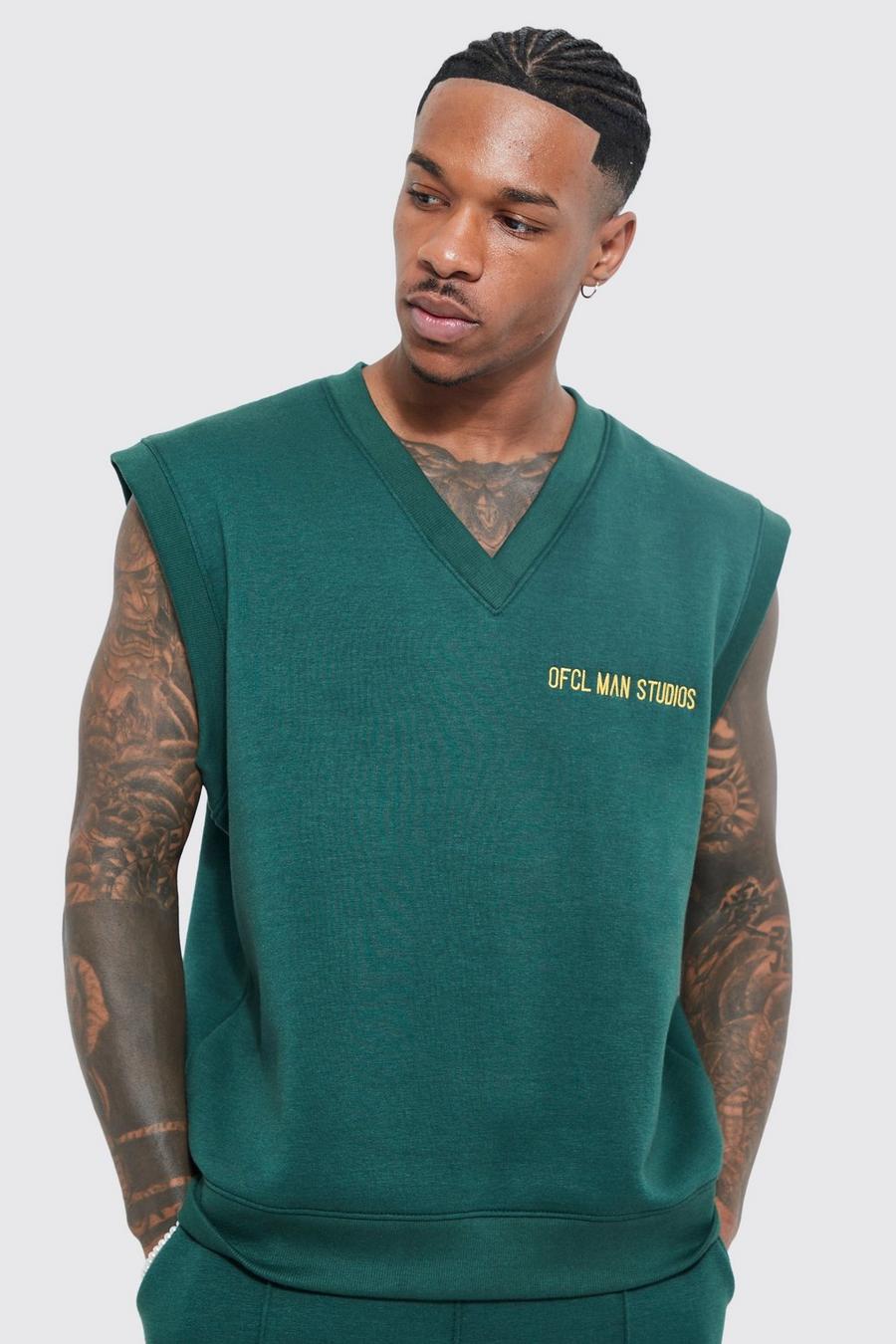 Forest green Embroidered Vest Sweatshirt