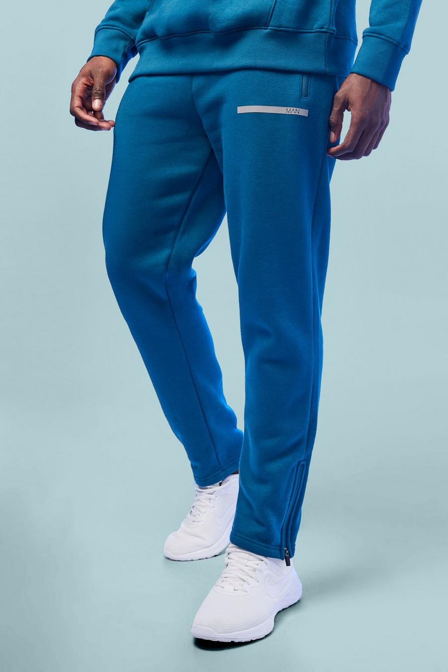 Teal Man Active Gym Training Tapered Joggers image number 1