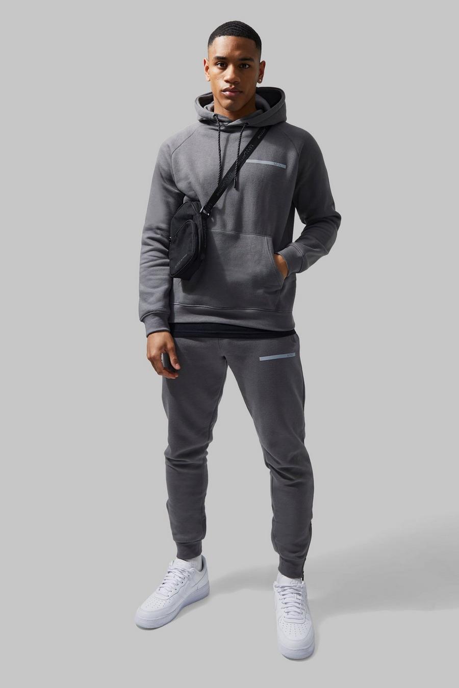 Charcoal Man Active Gym Training Hoodie Tracksuit image number 1