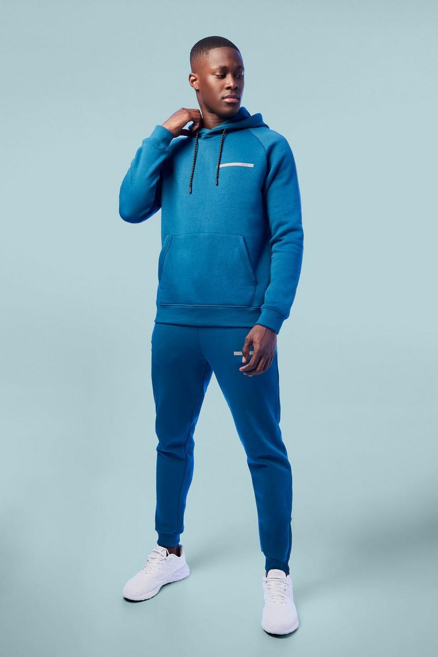 Teal green Man Active Gym Training Hoodie Tracksuit