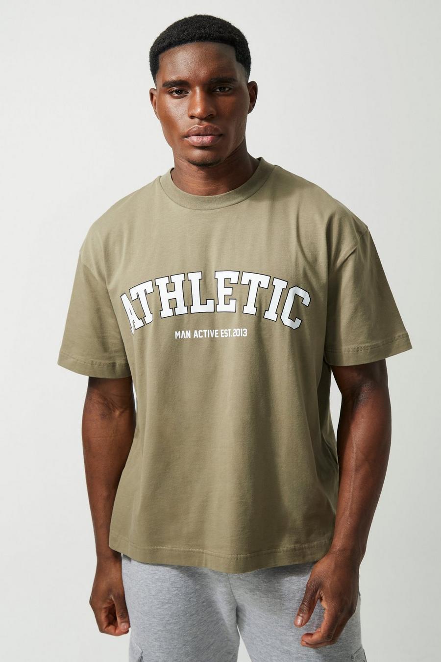 Olive Man Active Gym Athletic Boxy Fit T-shirt image number 1
