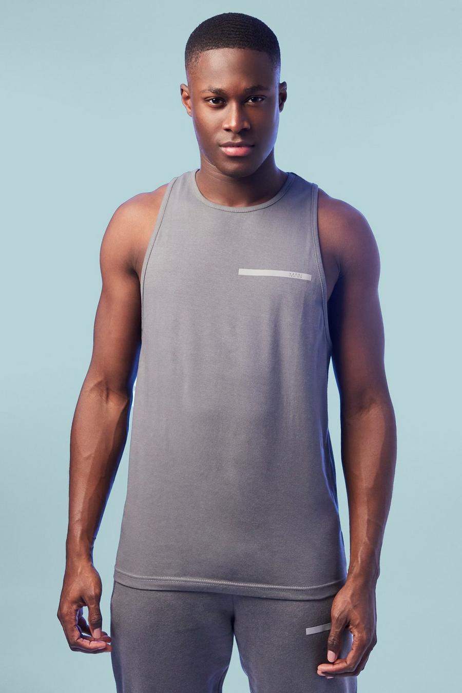 Charcoal Man Active Gym Training Vest  image number 1
