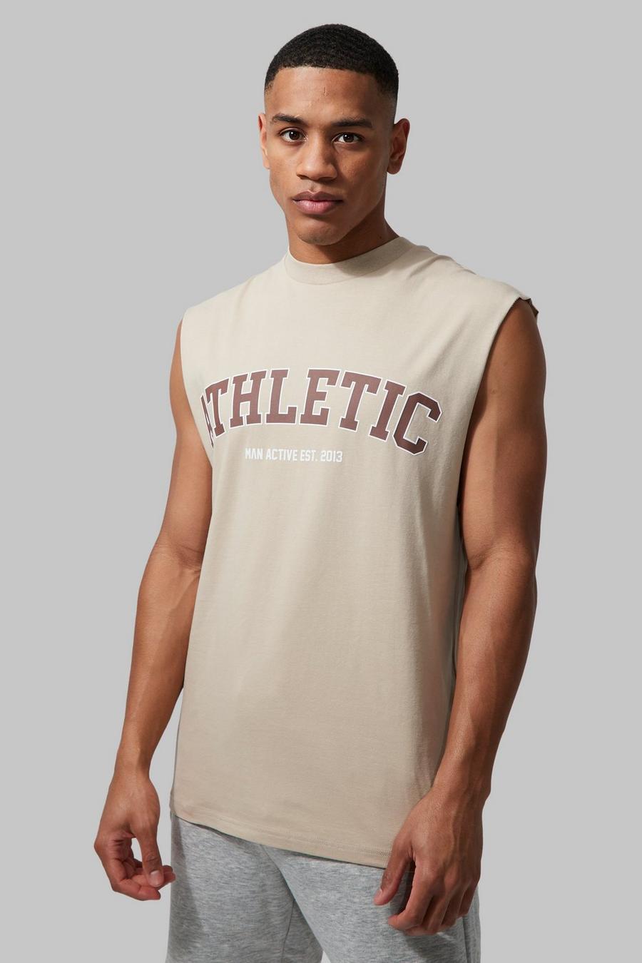 Sand beige Man Active Fitness Athletic Tank Top image number 1
