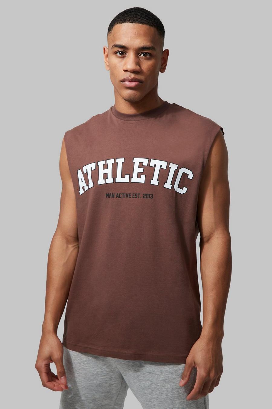 Man Active Gym Athletic Tank, Chocolate marrón