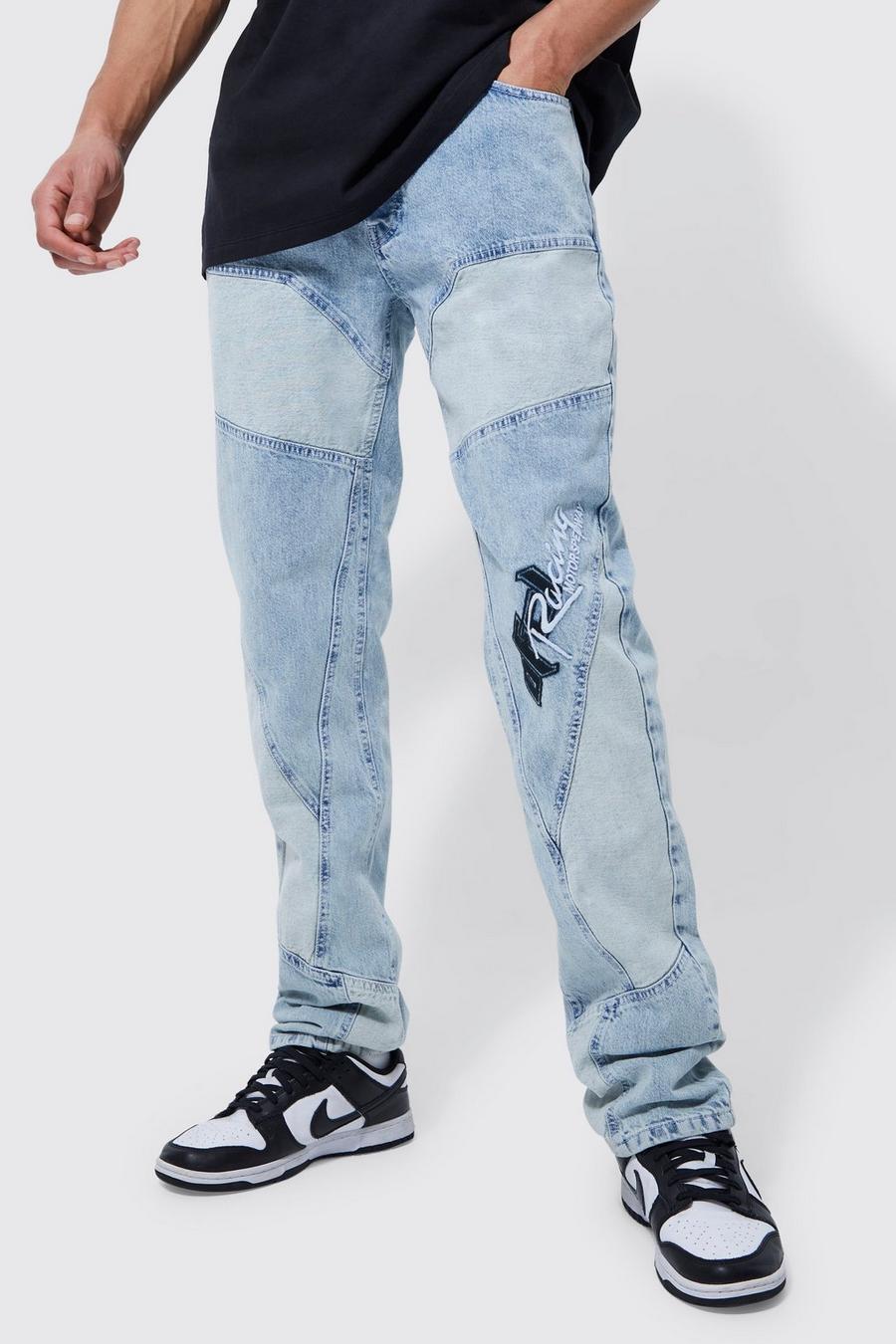 Tall Moto-Jeans mit geradem Bein, Ice blue