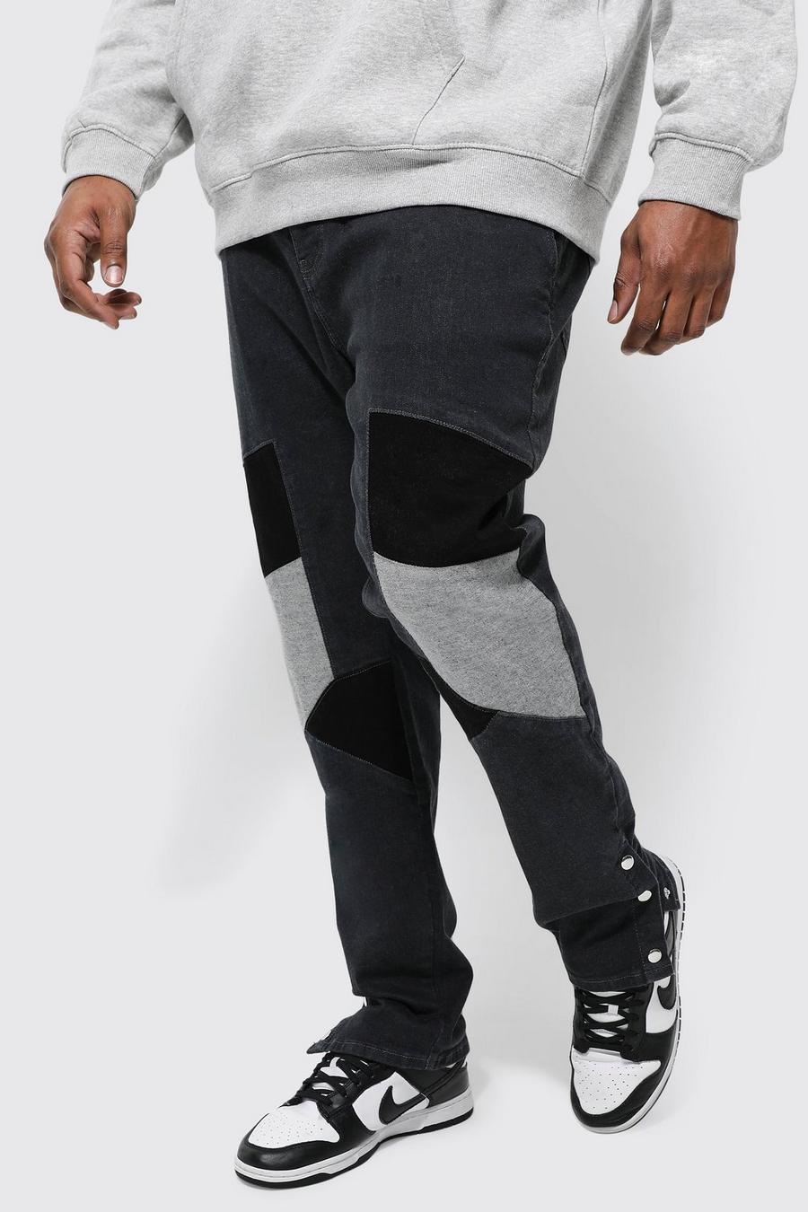 Mid grey Plus Skinny jeans med stretch och knappar image number 1