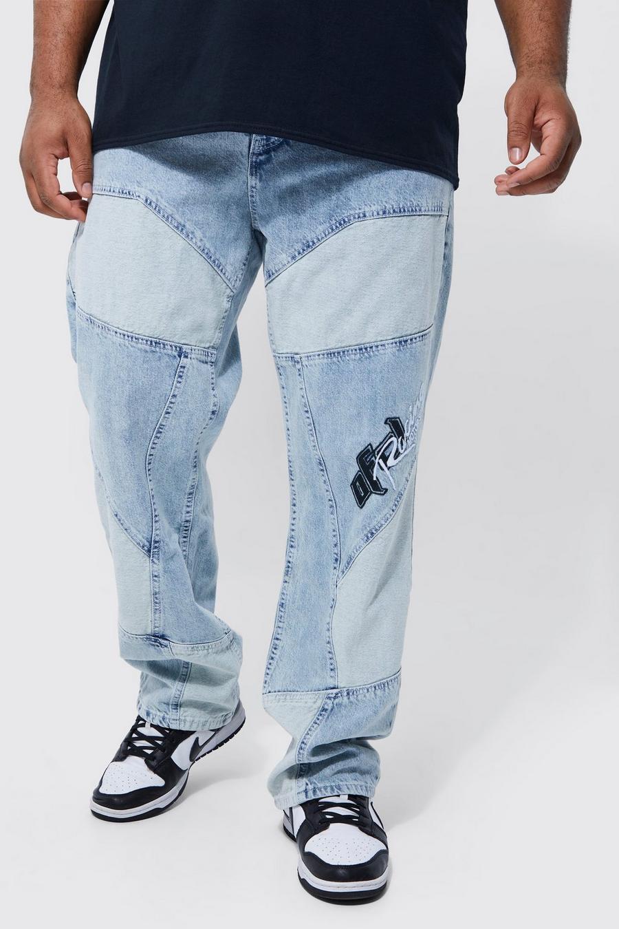 Plus Moto-Jeans mit geradem Bein, Ice blue image number 1
