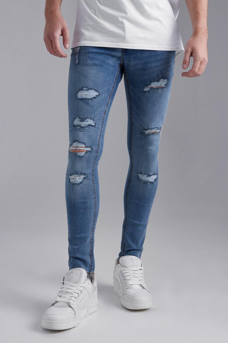 Light blue Skinny Stretch Ripped Jeans image number 1