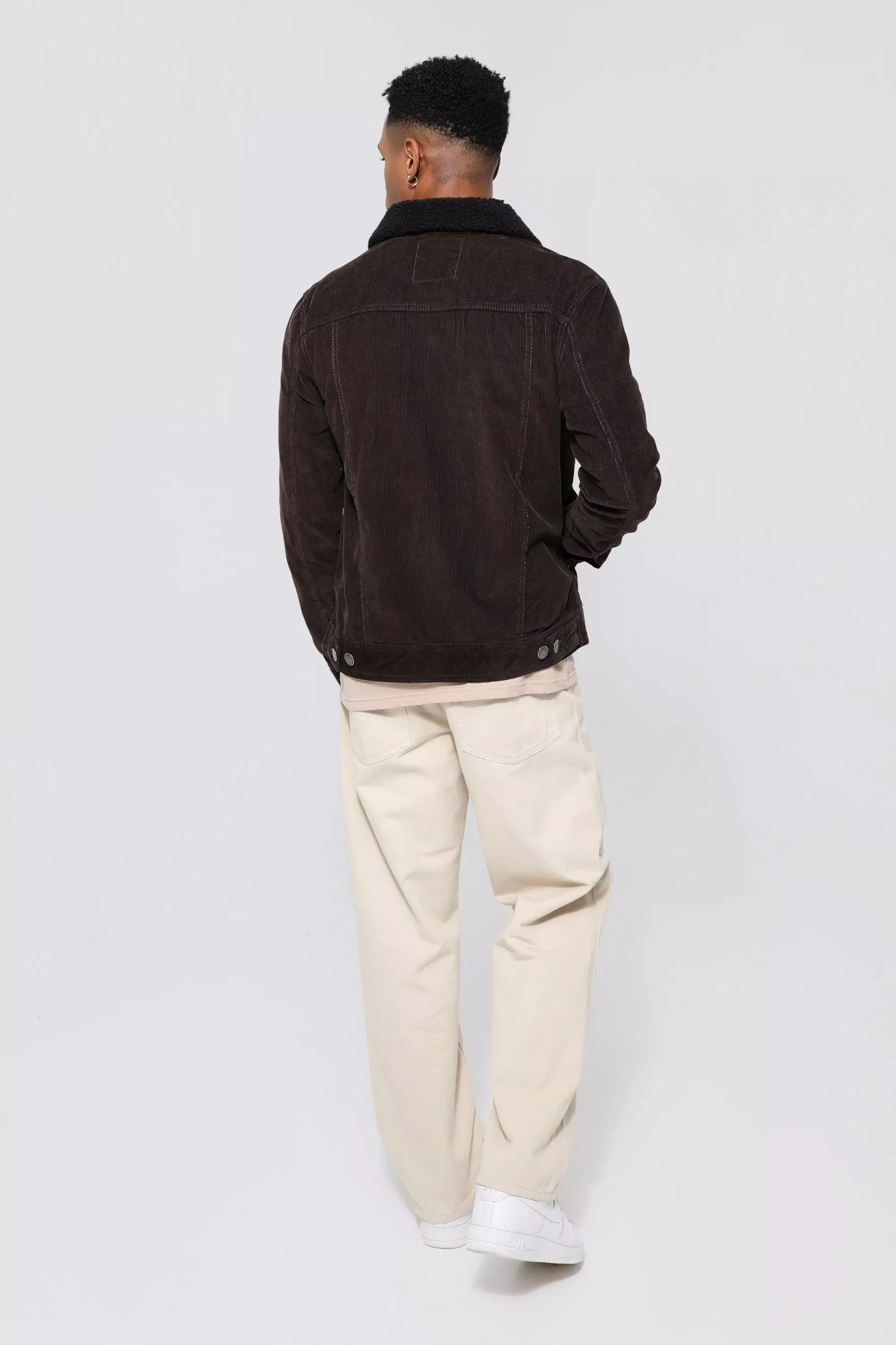 Dark brown Corduroy Jacket With Borg Collar alternative image