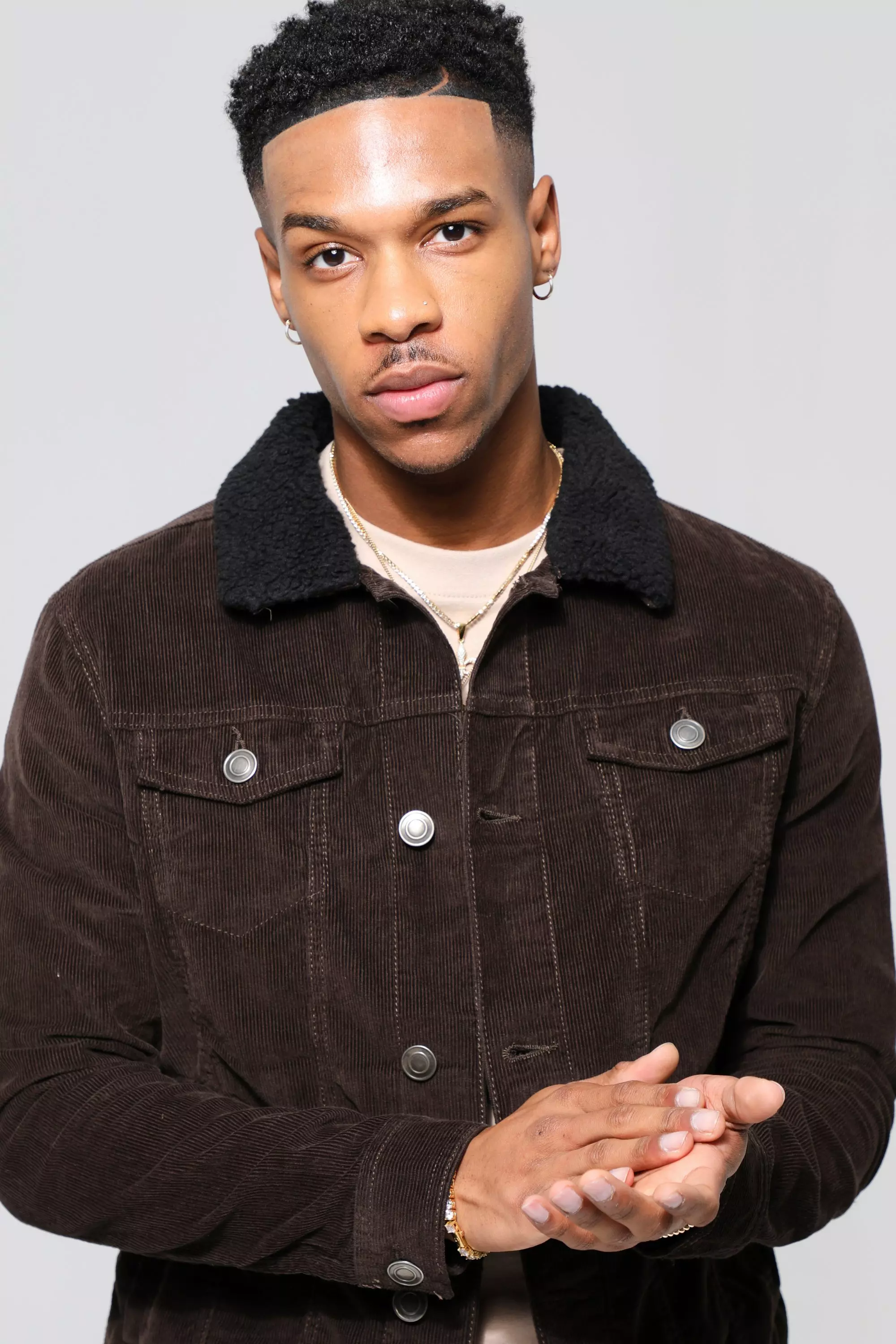 Dark brown Corduroy Jacket With Borg Collar alternative image