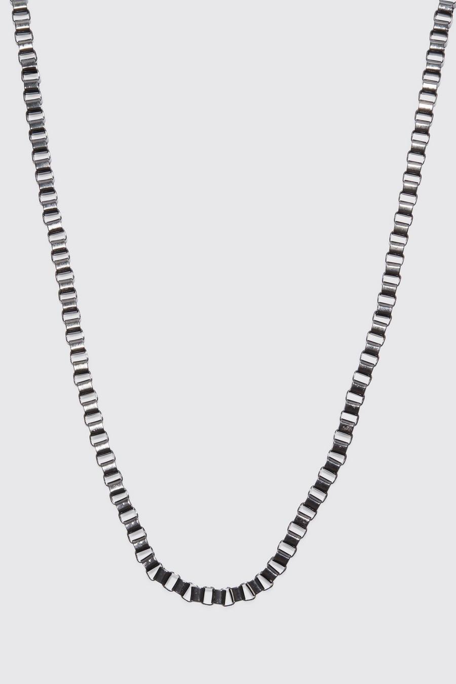 Gun metal métallique Chain Necklace