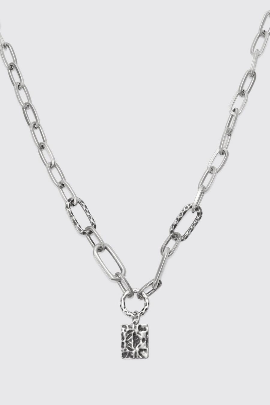 Silver argent Chunky Chain Pendant Necklace