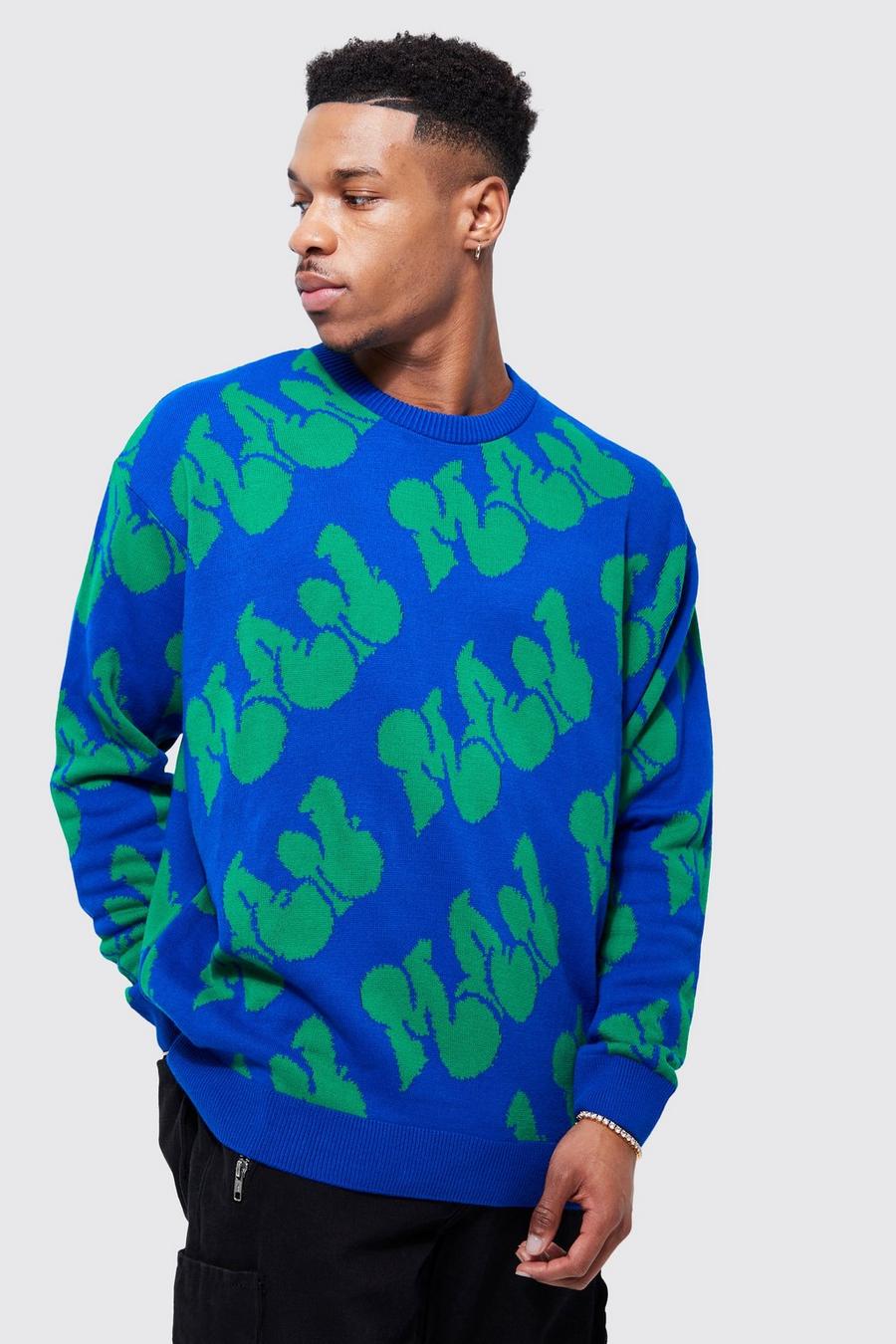 Green Bubble Man Oversized Knitted Jumper image number 1