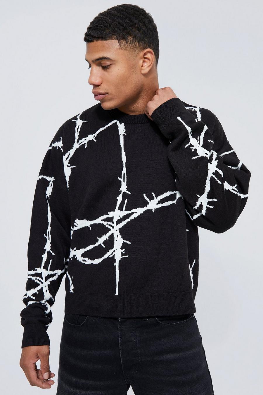 Black Barbed Wire Boxy Knitted Jumper