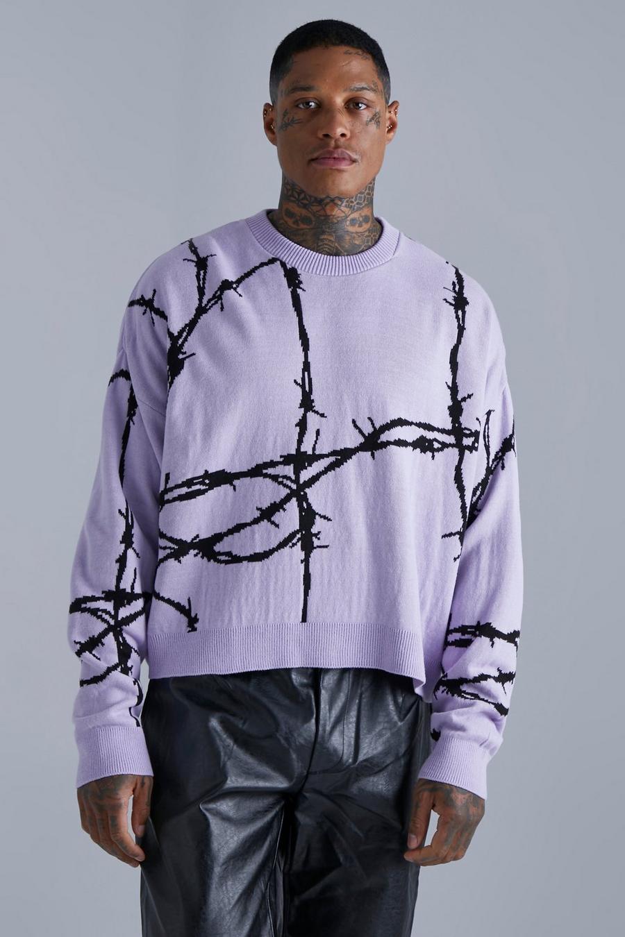 Lilac Barbed Wire Boxy Knitted Jumper image number 1