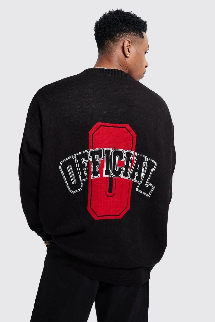 Black Official Back Placement Oversized Knitted Jumper image number 1