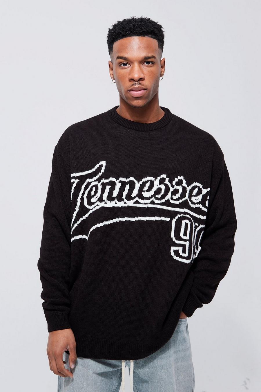 Black Oversized Tennessee Knitted Jumper image number 1