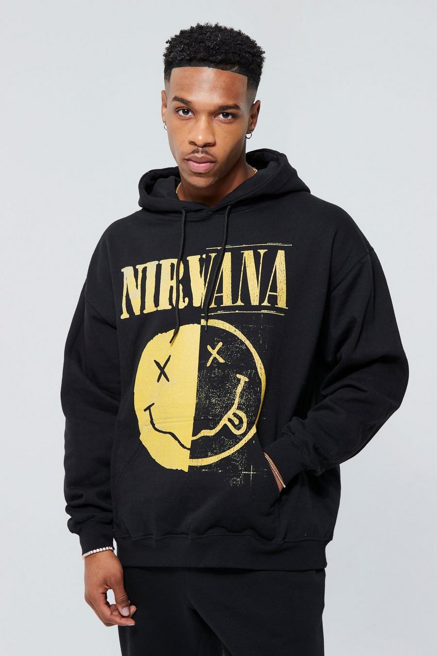 Sudadera con capucha oversize de Nirvana, Black negro