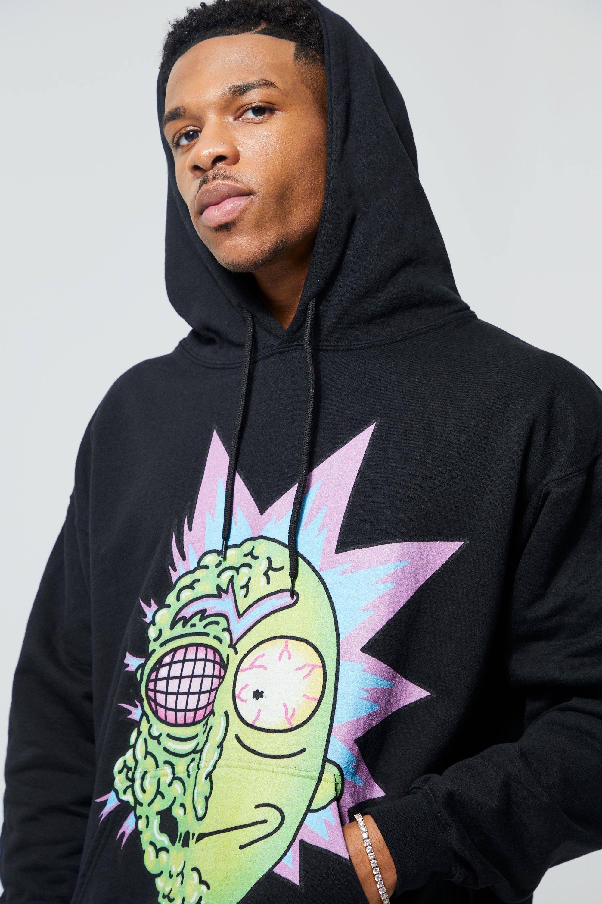 Sudadera oversize con capucha y estampado de Rick Morty