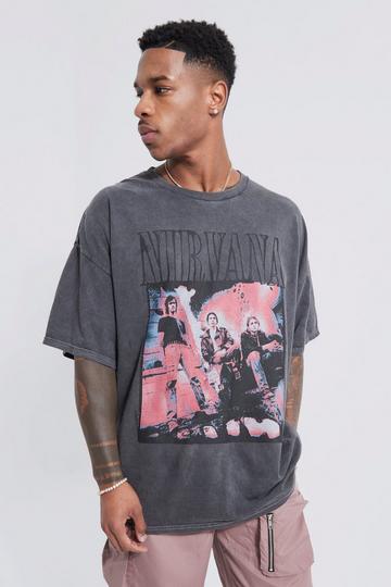 Washed Nirvana Overdye License T-shirt charcoal