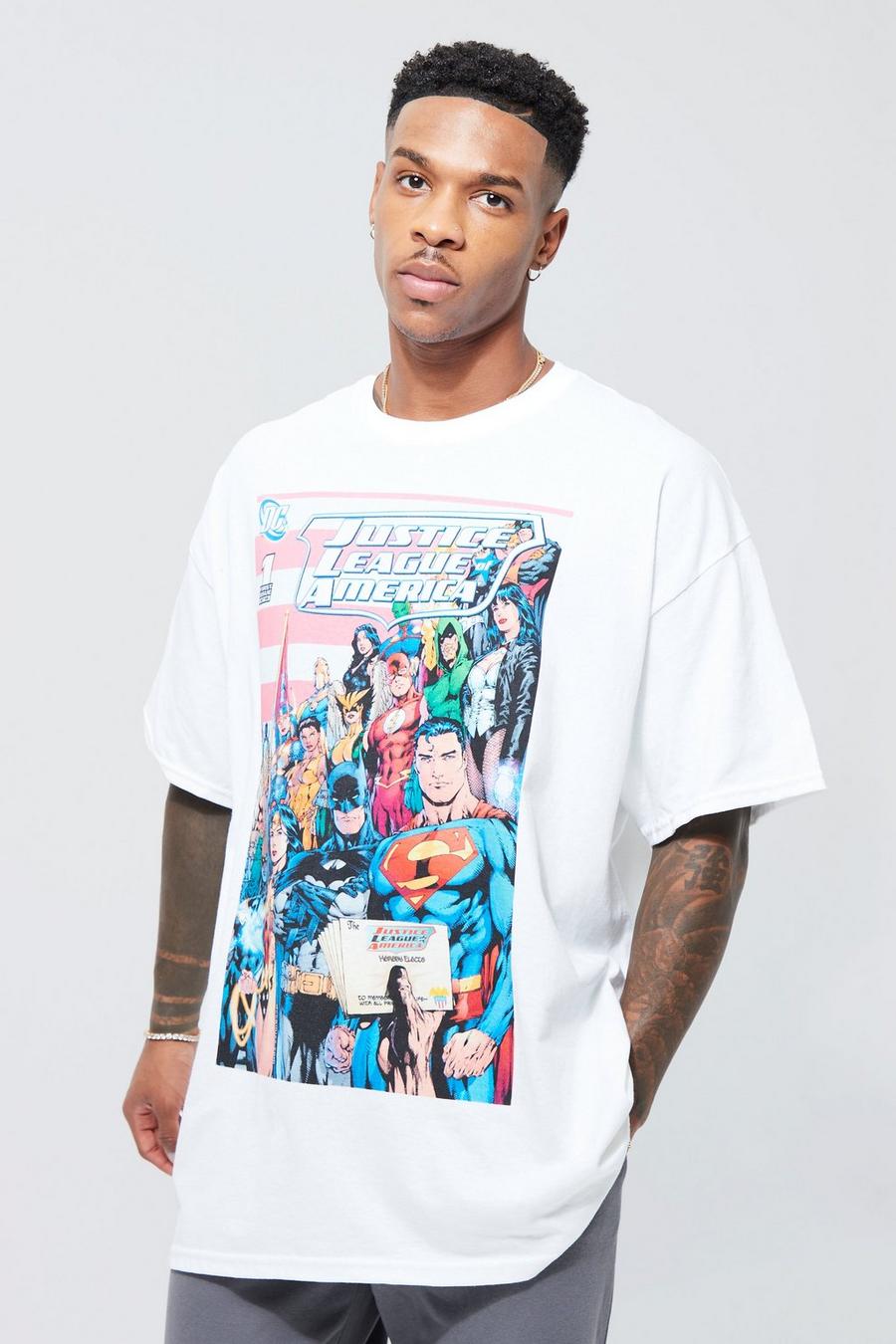 T-shirt oversize Marvel à imprimé Justice League, White image number 1