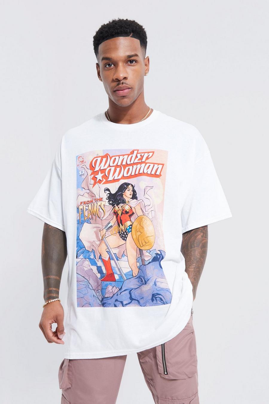White Oversized Wonder Woman License T-shirt