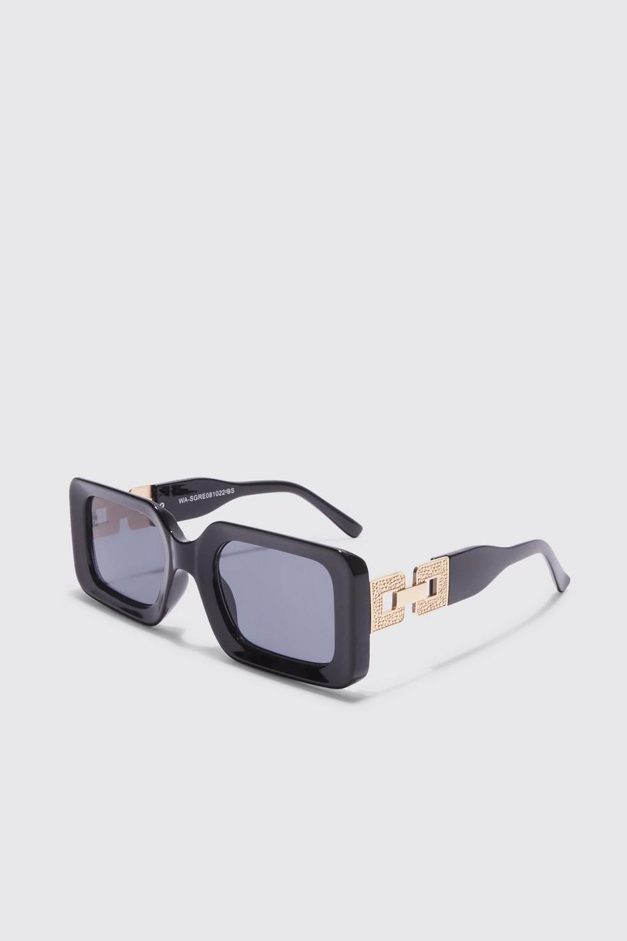 Black Rectangle Chain Link Sunglasses image number 1