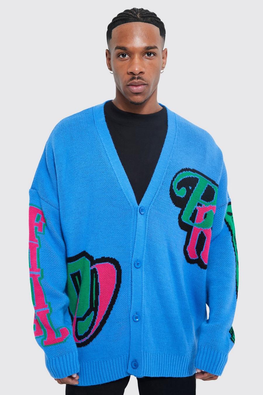 Blue Official Panther Relaxed Varsity Cardigan image number 1