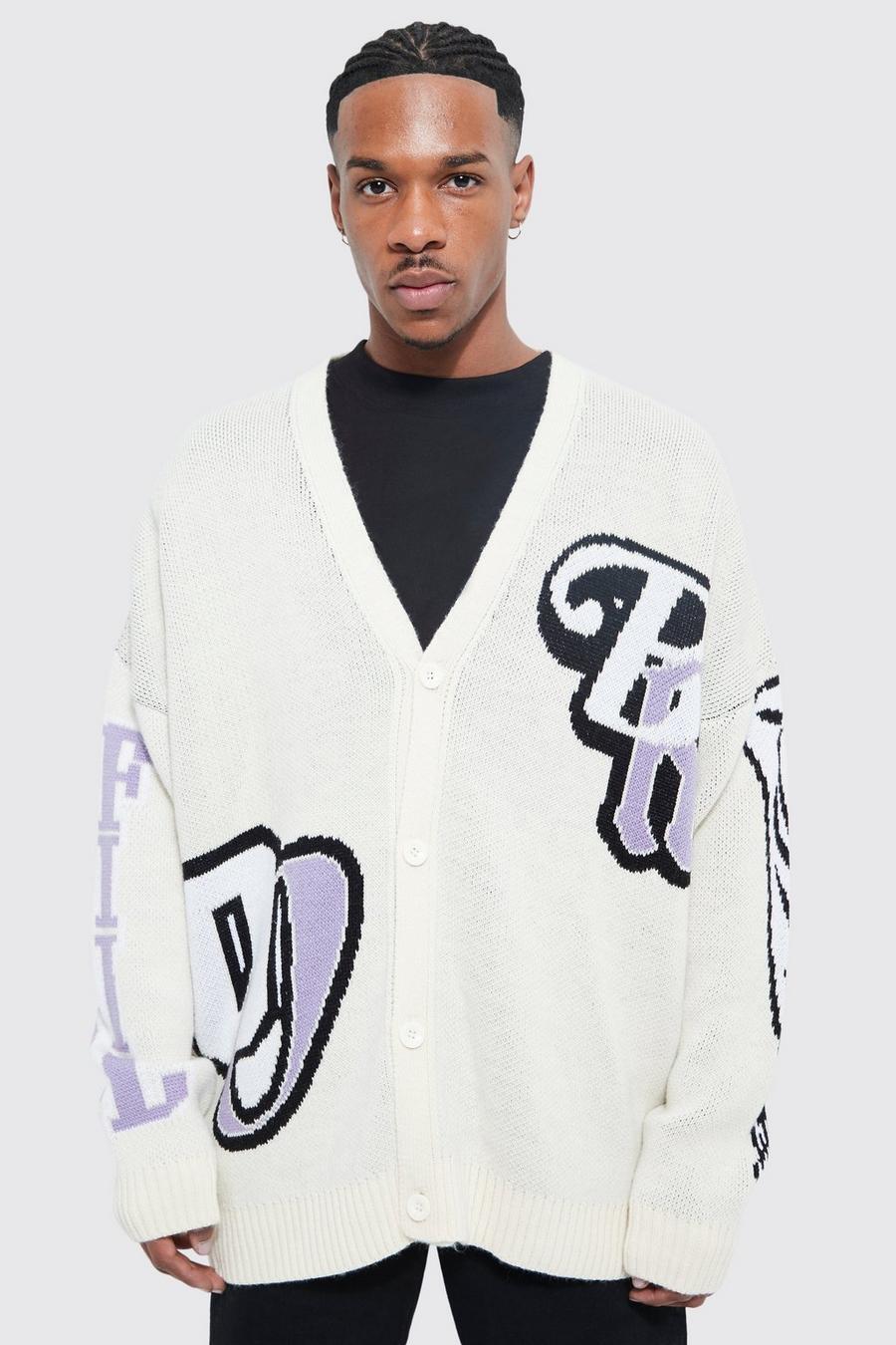 Ecru Official Panther Relaxed Varsity Cardigan image number 1