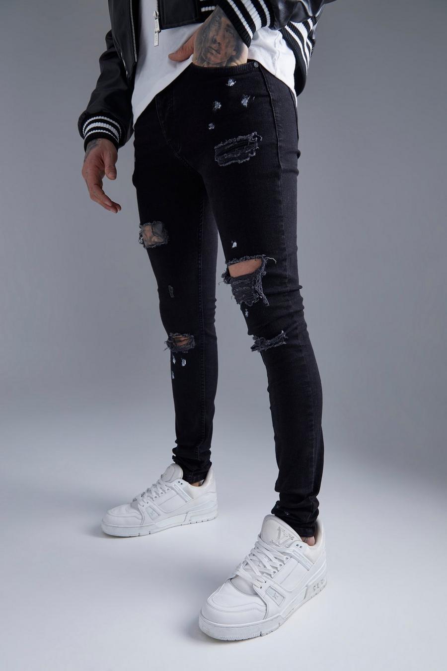 True black Gescheurde Super Skinny Jeans Met Verfspetters image number 1
