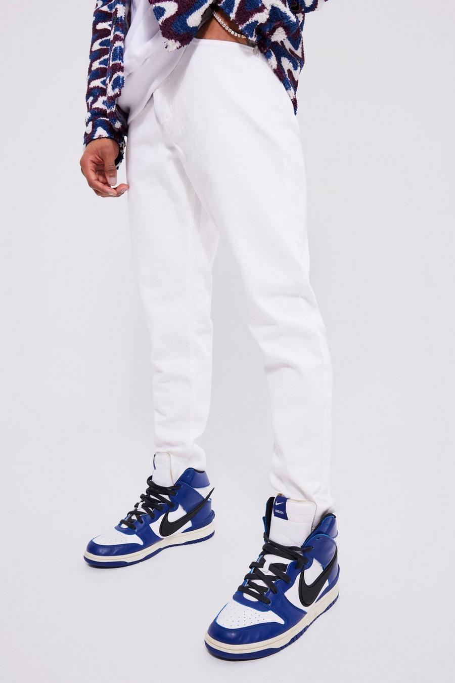 White Tapered Rigid Jeans image number 1