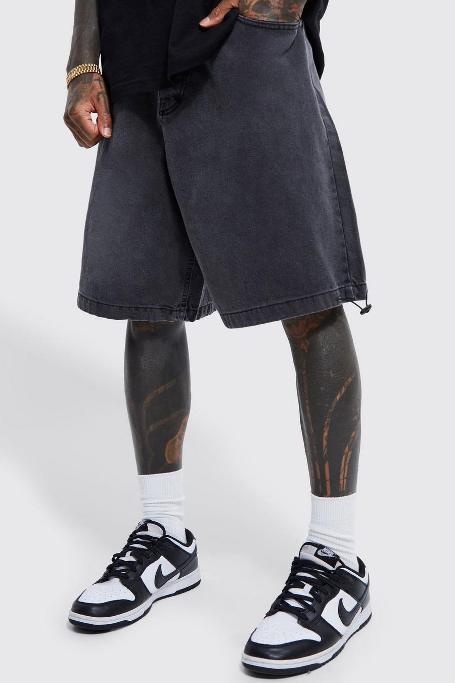 Dark grey gris Denim Parachute Shorts