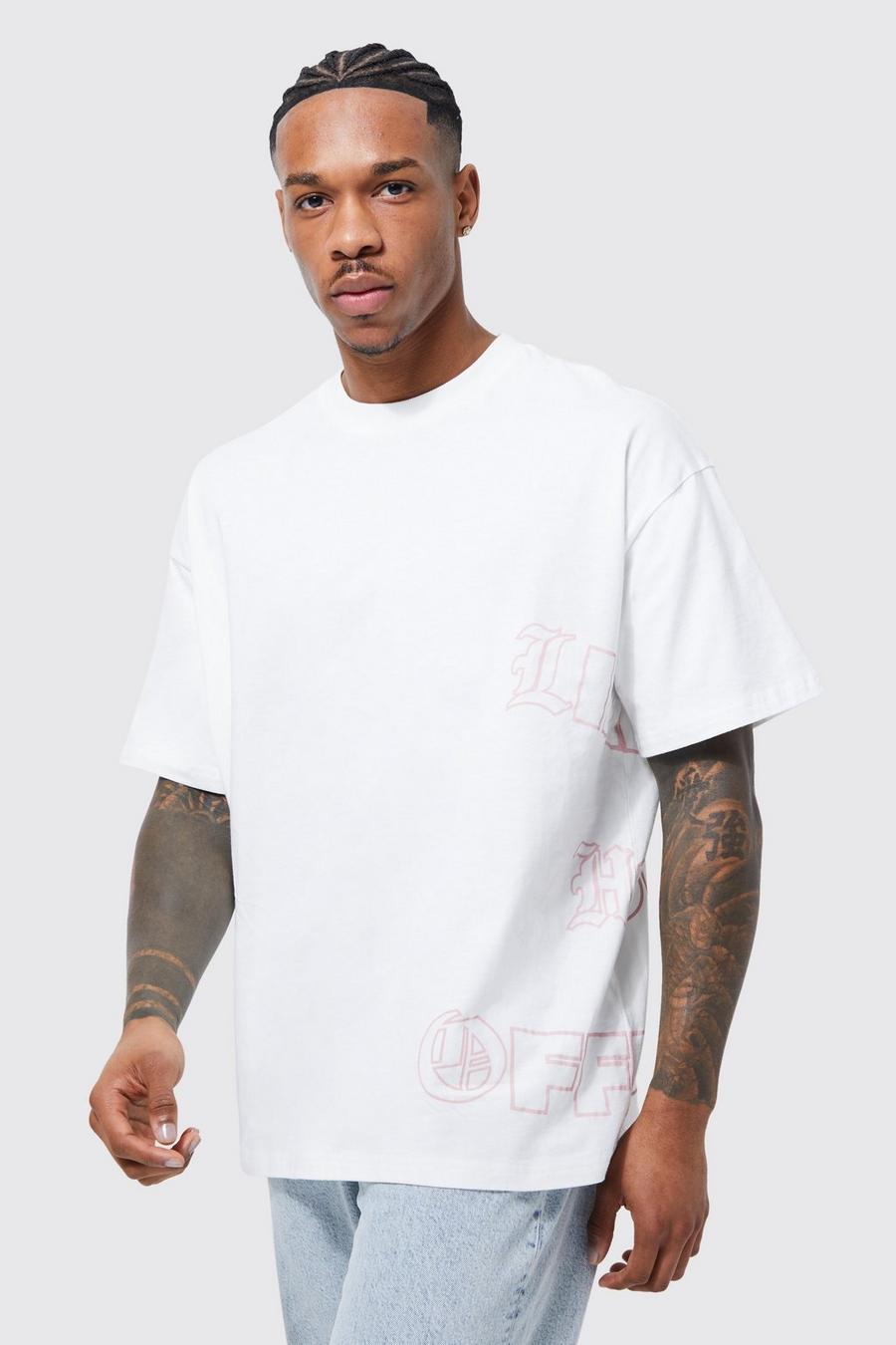 Ecru bianco Oversized Multi Slogan T-shirt image number 1