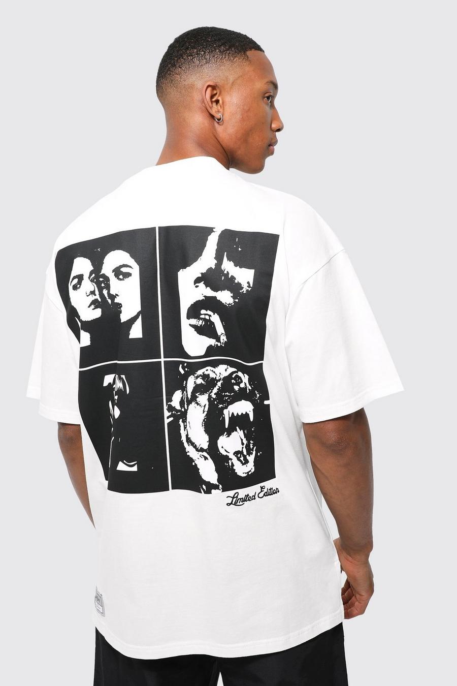 White Oversized Photographic Embroidered T-shirt image number 1