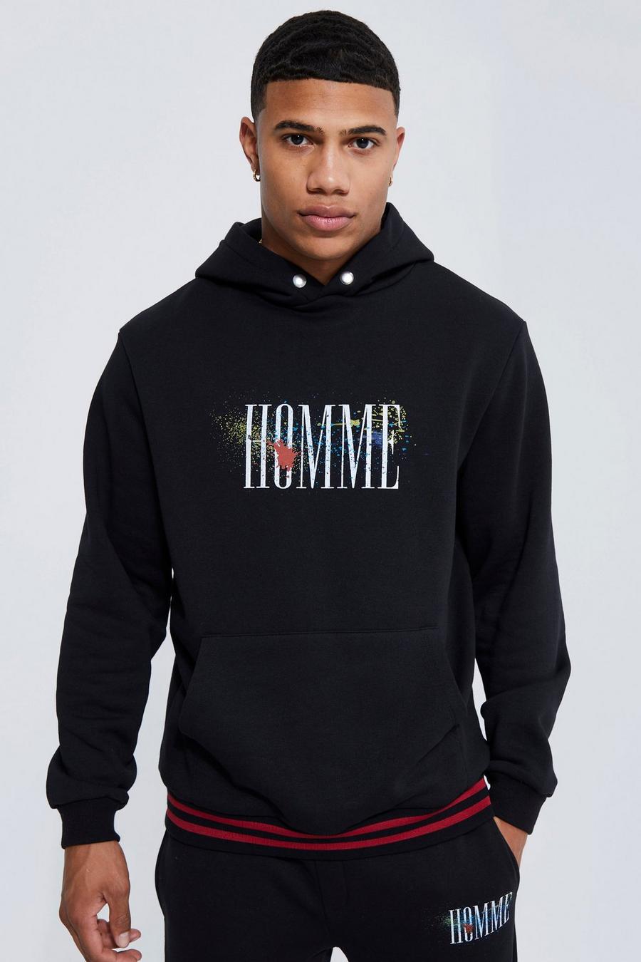 Homme Hoodie mit Farbspritzern, Black image number 1
