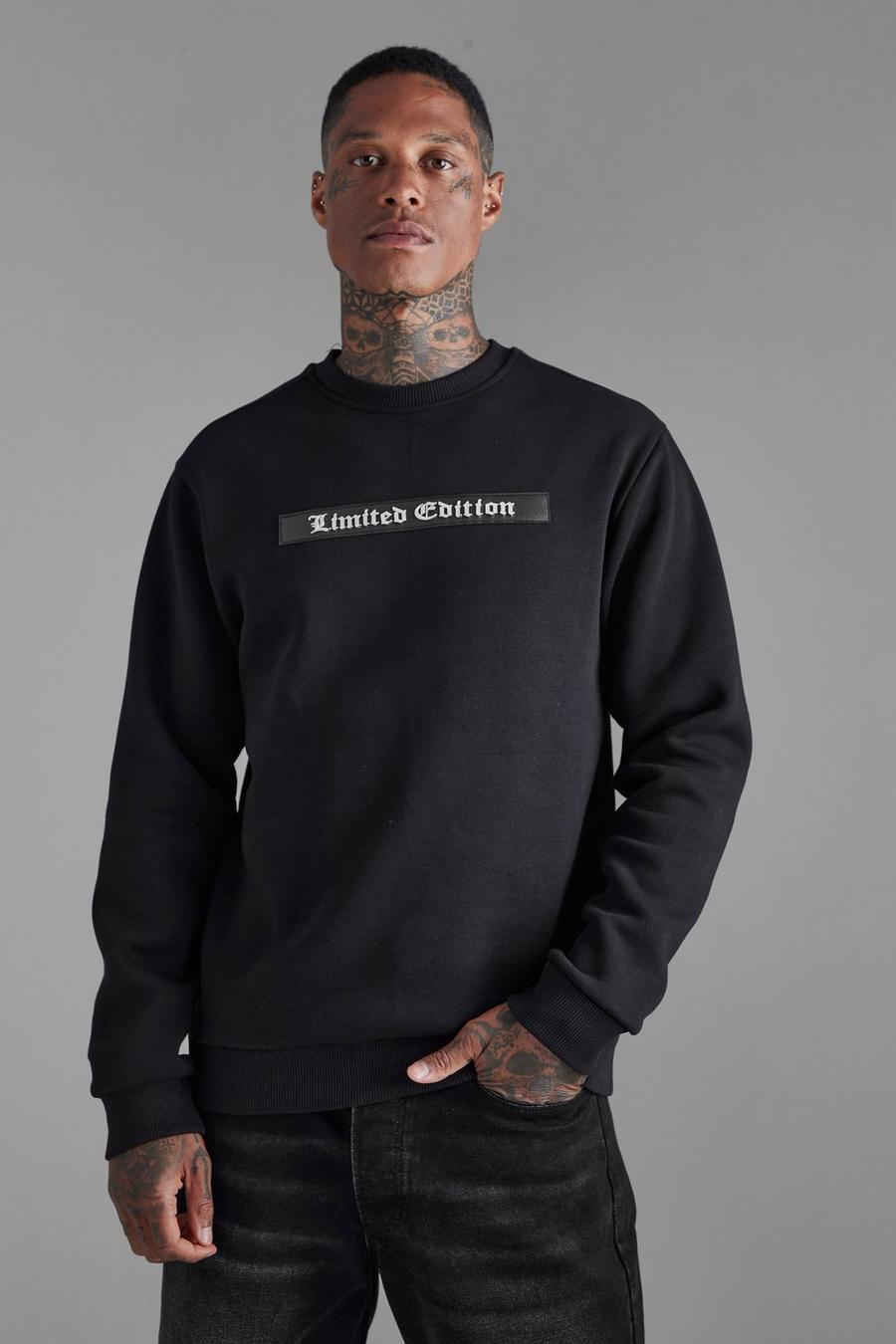 Black Slim Fit Limited Edition Plaque Sweatshirt image number 1