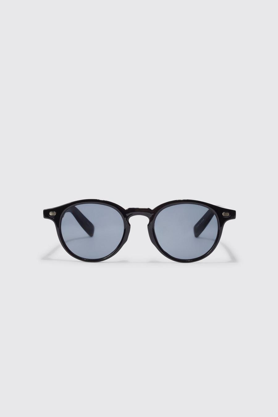 Black Retro Round Sunglasses image number 1