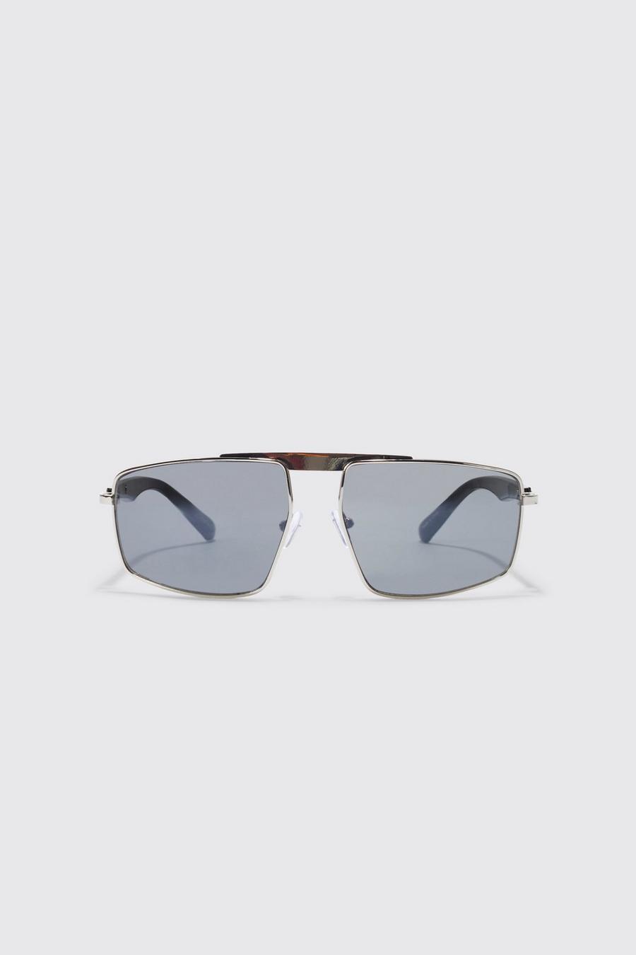 Silver Narrow Aviator Sunglasses image number 1