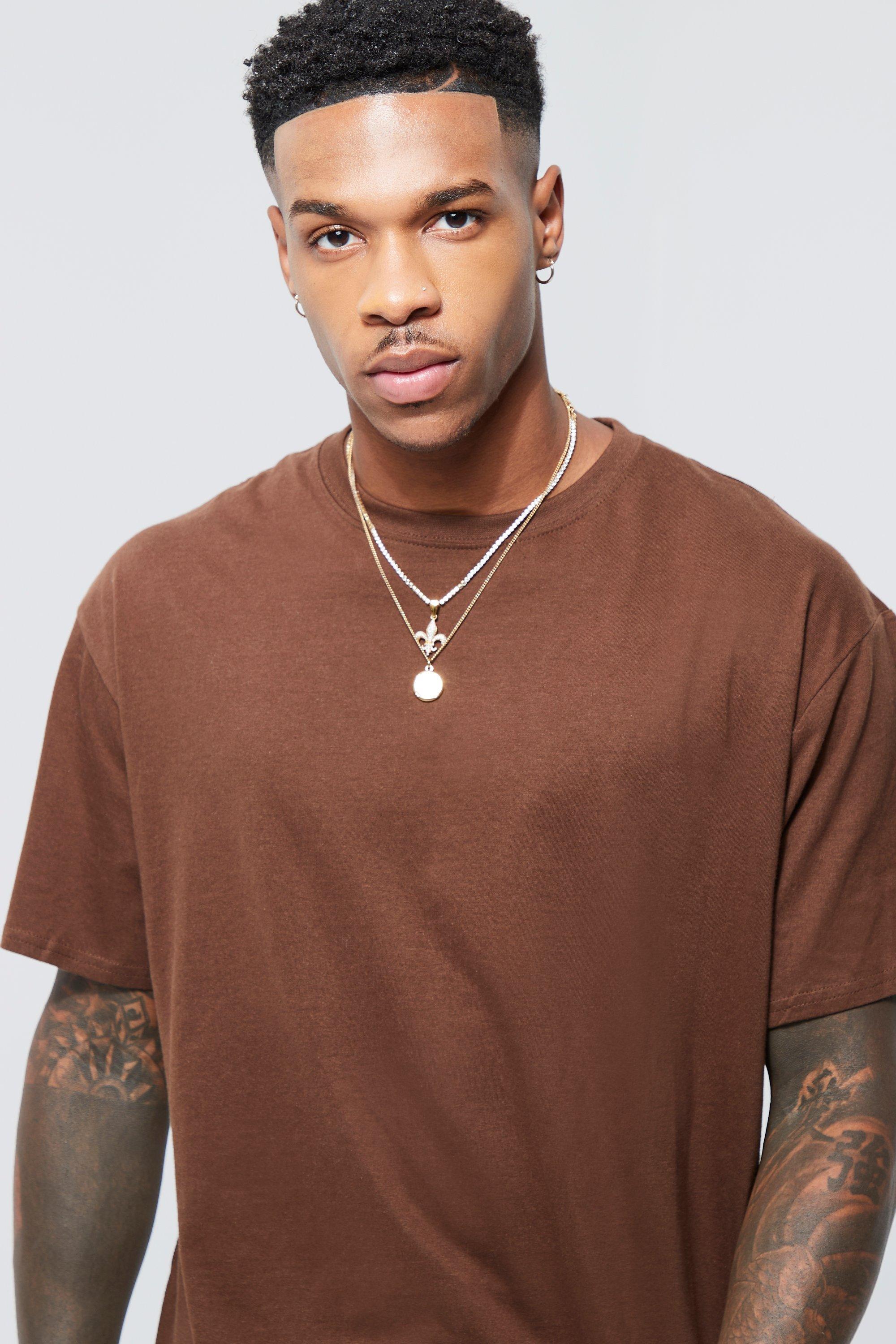 T shirt homme marron online