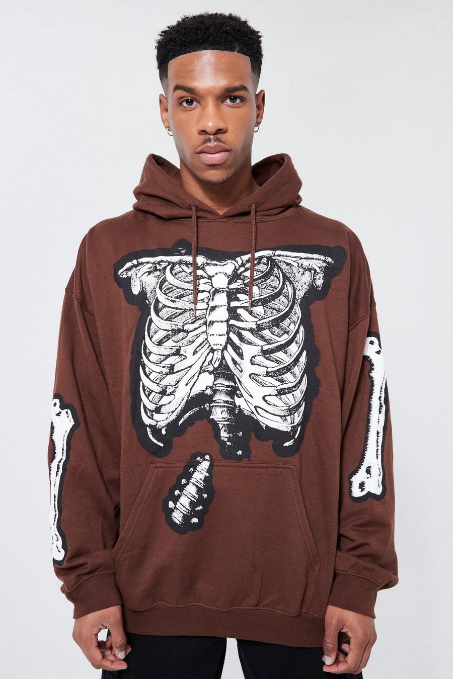 Chocolate Skelett Oversized hoodie med tryck image number 1