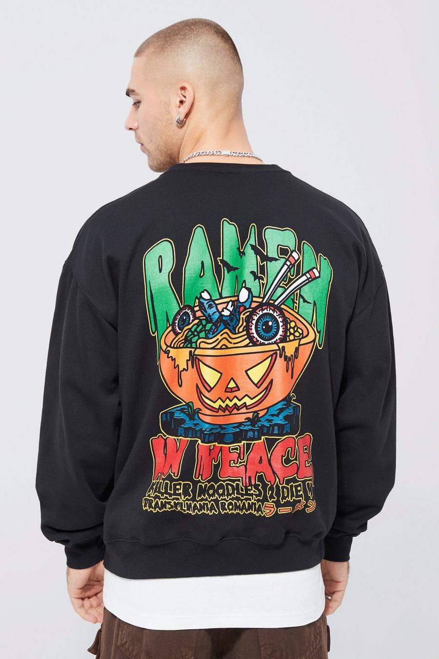 Black negro Oversized Noodle Graphic Sweatshirt