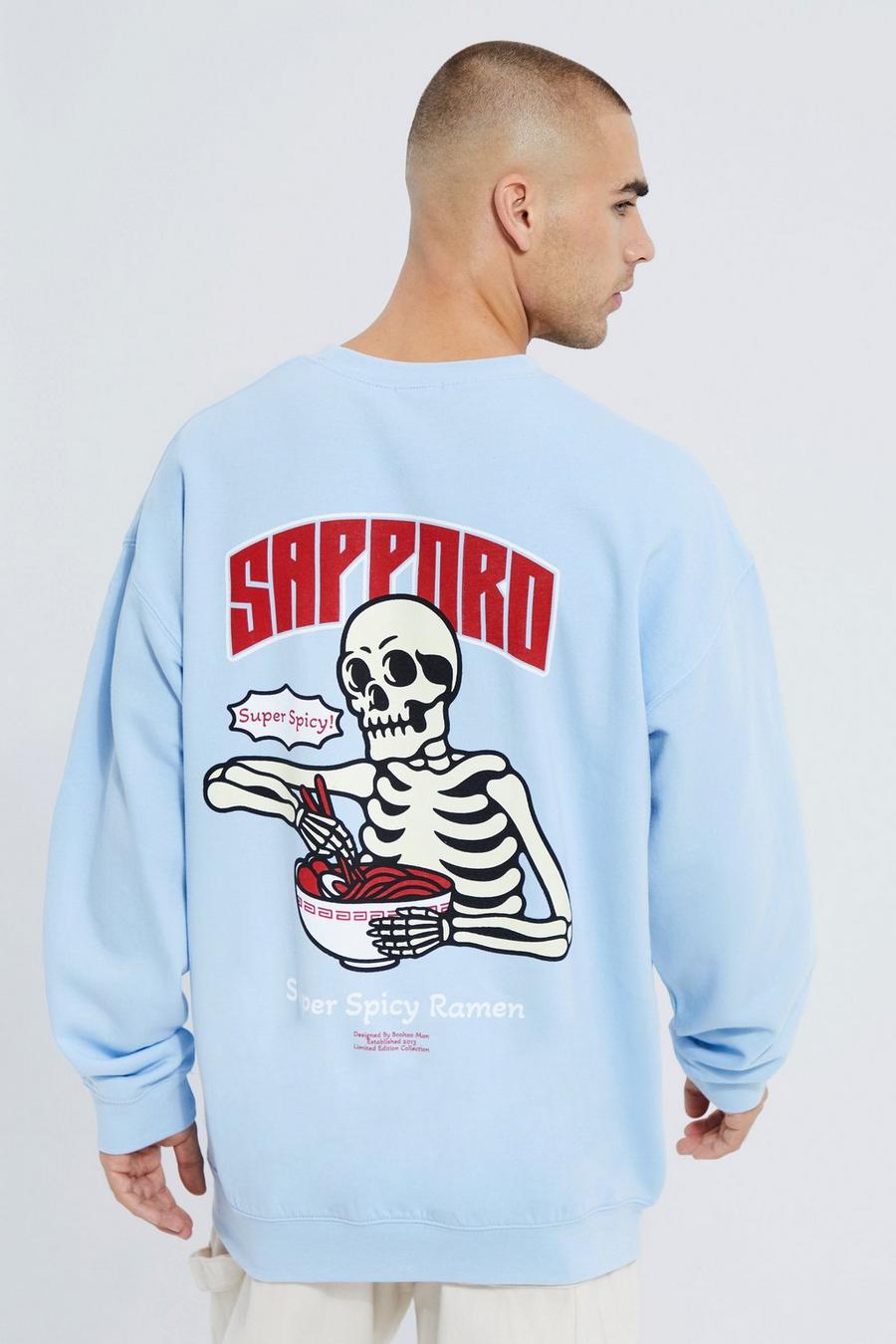 Light blue Oversized Skeleton Graphic Sweatshirt image number 1