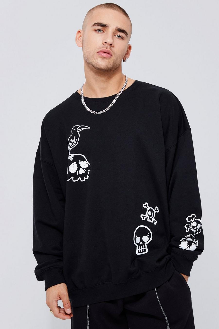Black svart Oversized Graphic Sweatshirt