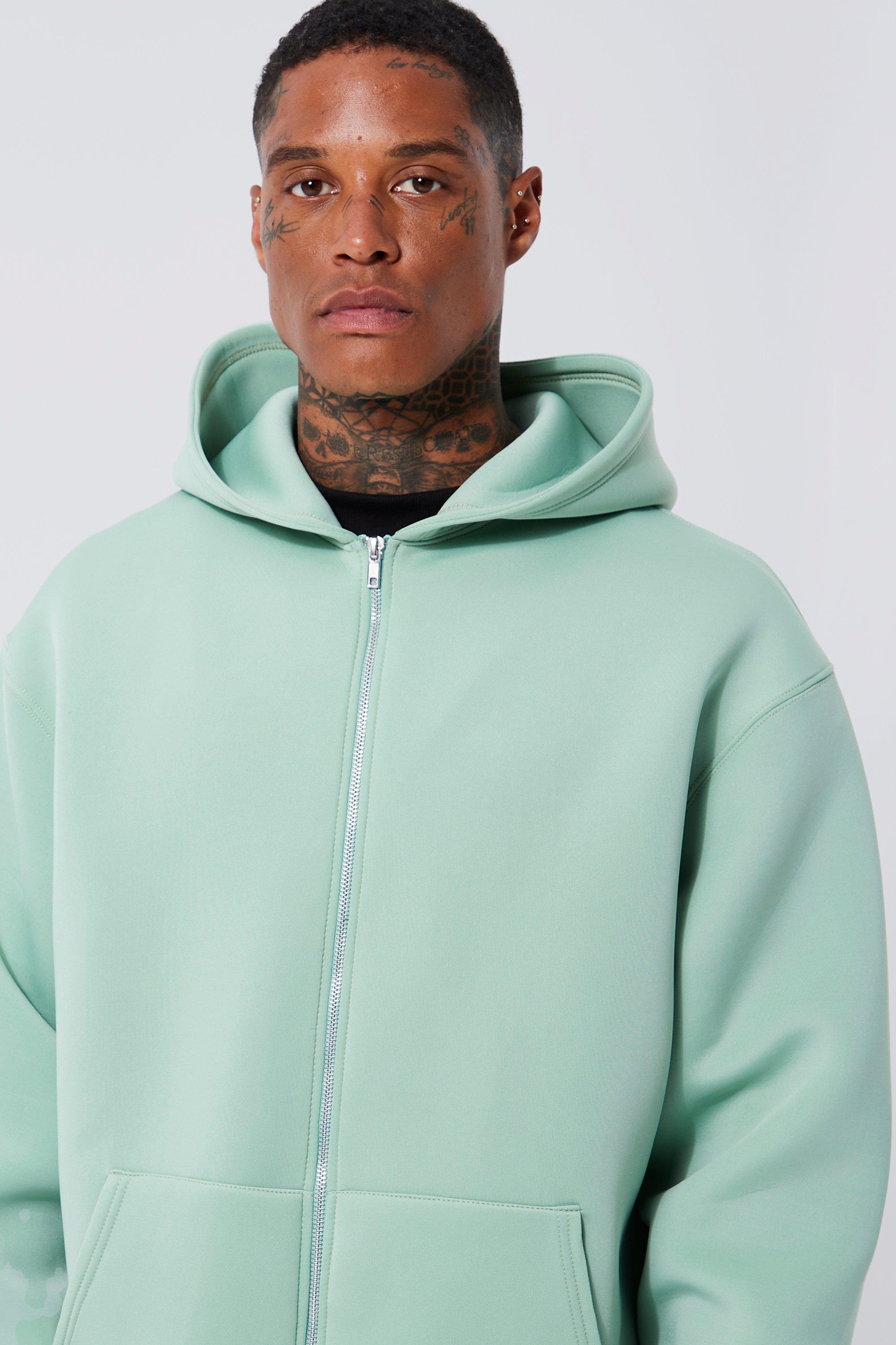 Men's Oversized Scuba Zip Through Hoodie