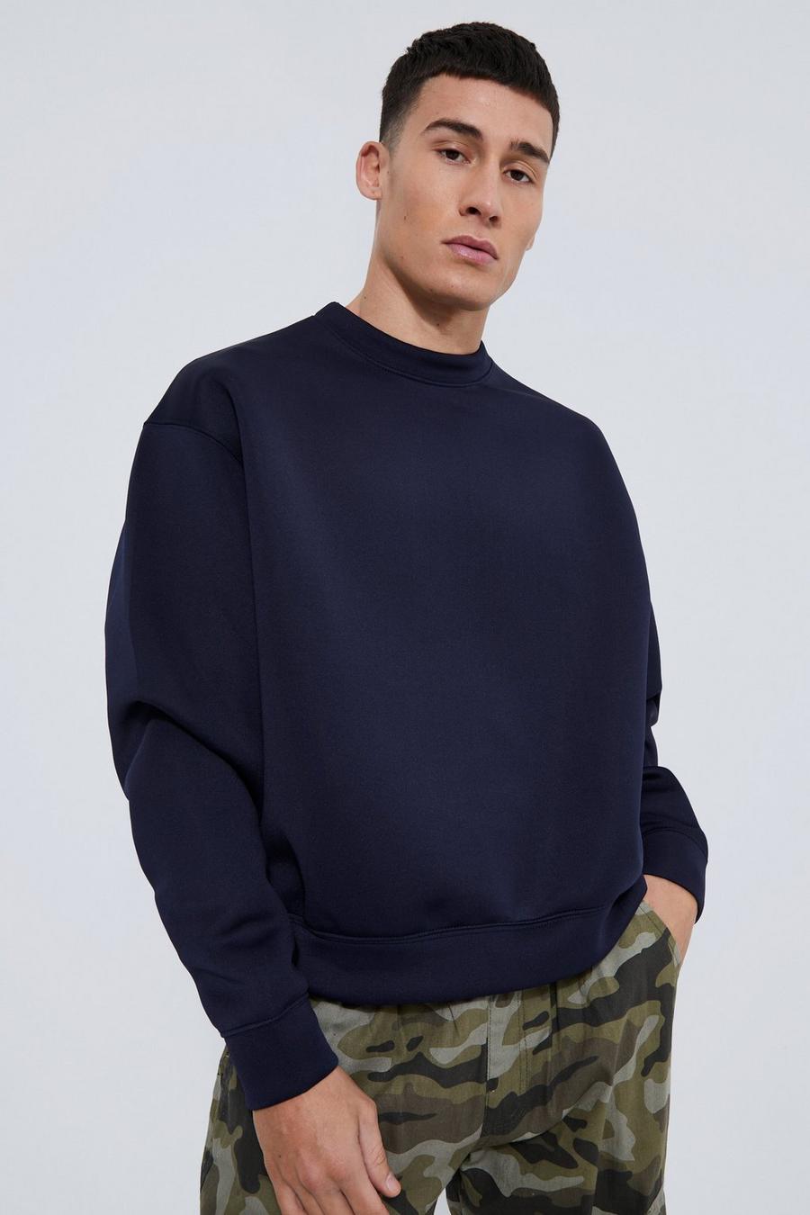 Navy Oversized Boxy Scuba Sweatshirt image number 1