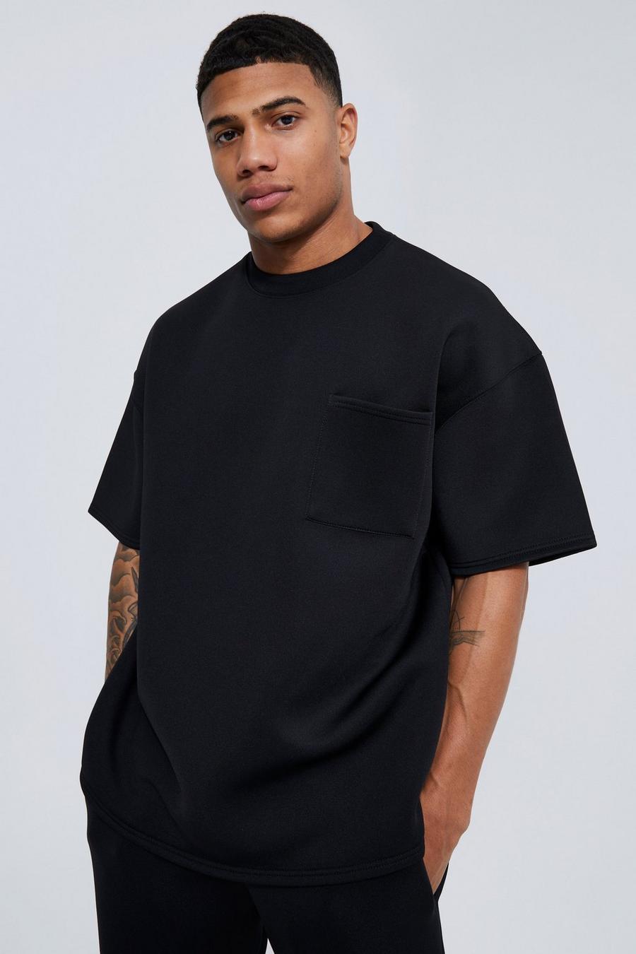 Black Oversized Scuba Pocket T-shirt image number 1