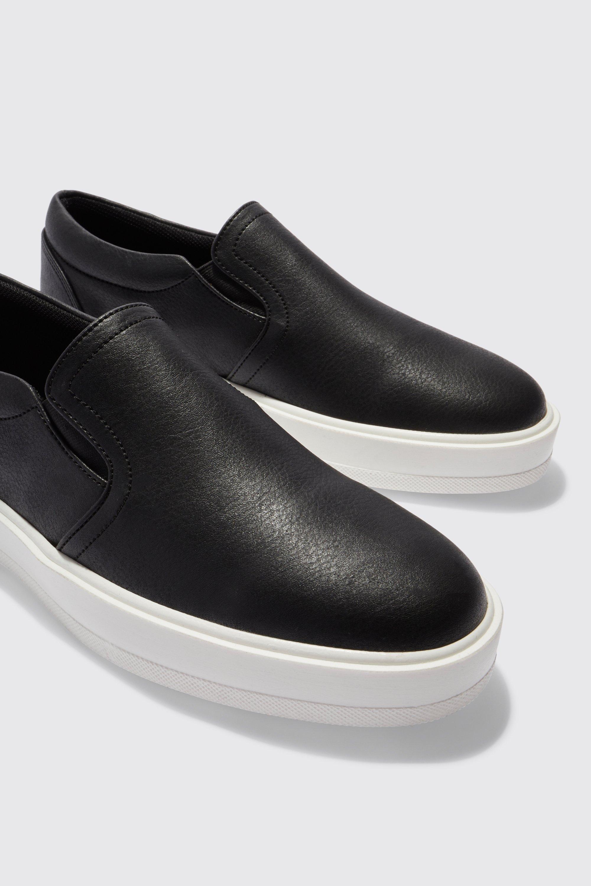 Faux leather hot sale slip ons