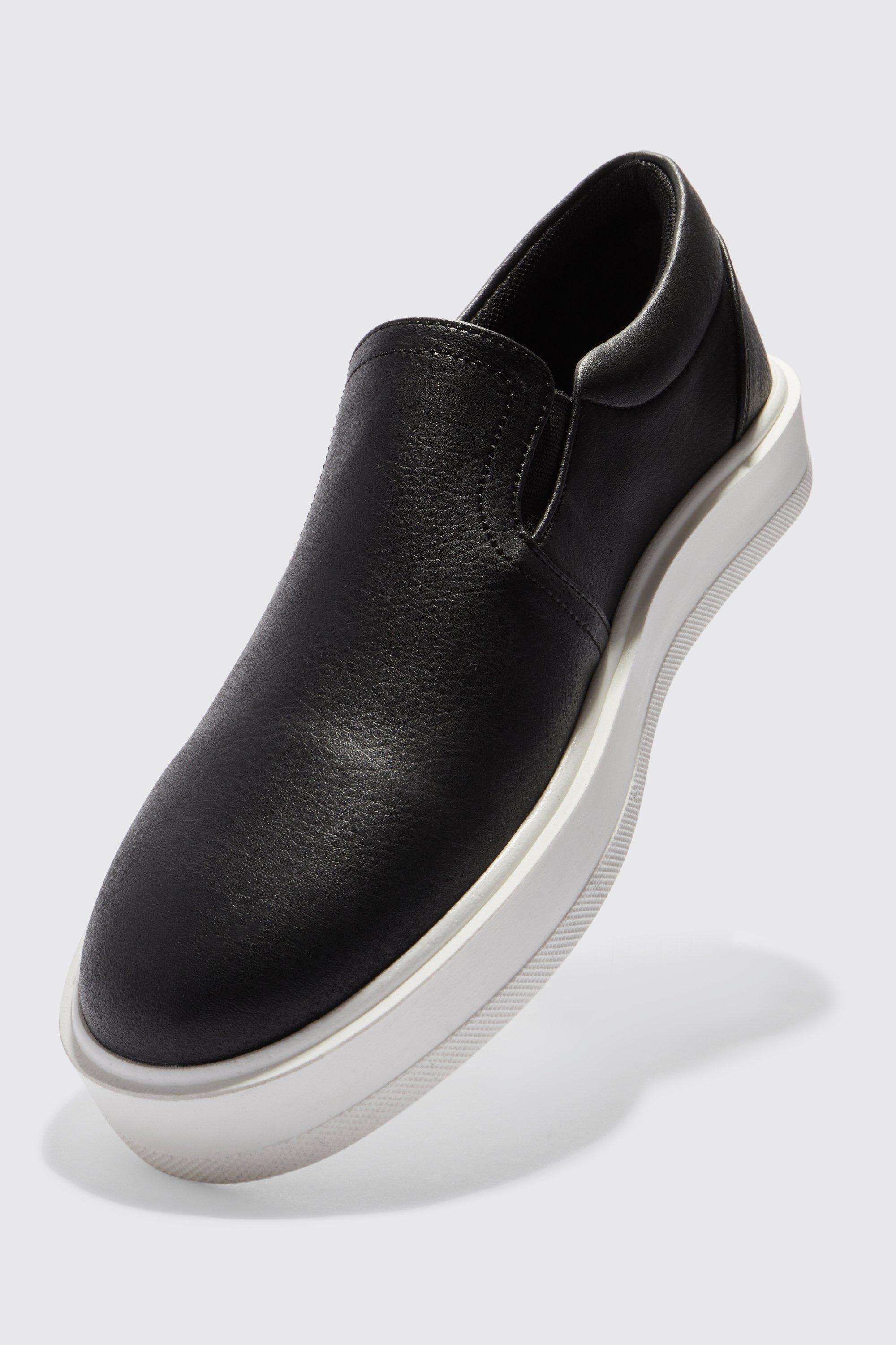 Faux leather store slip on sneakers