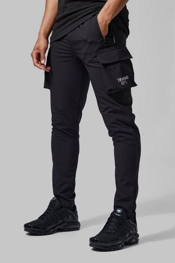 Black Man Active Performance Tapered Cargo Sweatpants