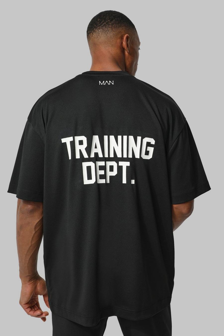 Black svart Man Active Training Dept Oversized T Shirt image number 1